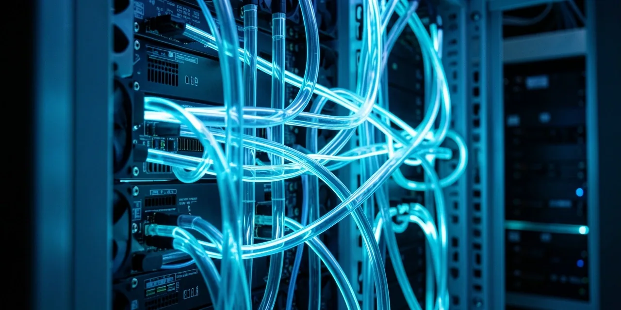 Internal hardware cooling system with cyan fiber optics